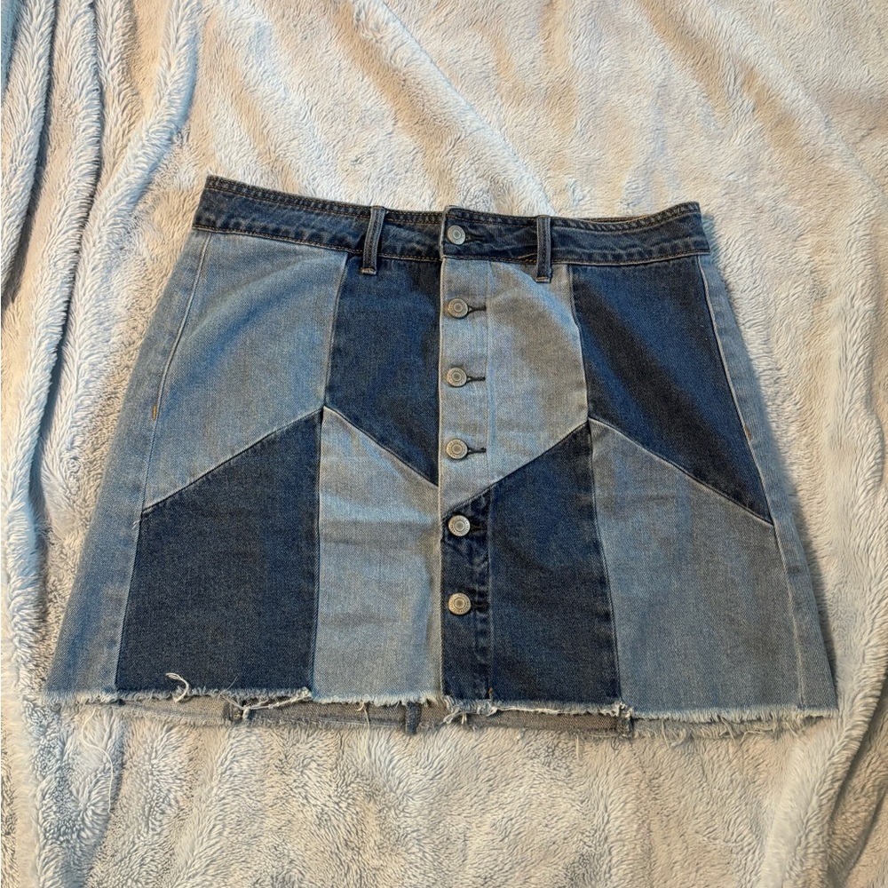 American Eagle Outfitters Blue Asymmetrical A-Line Mini Skirt